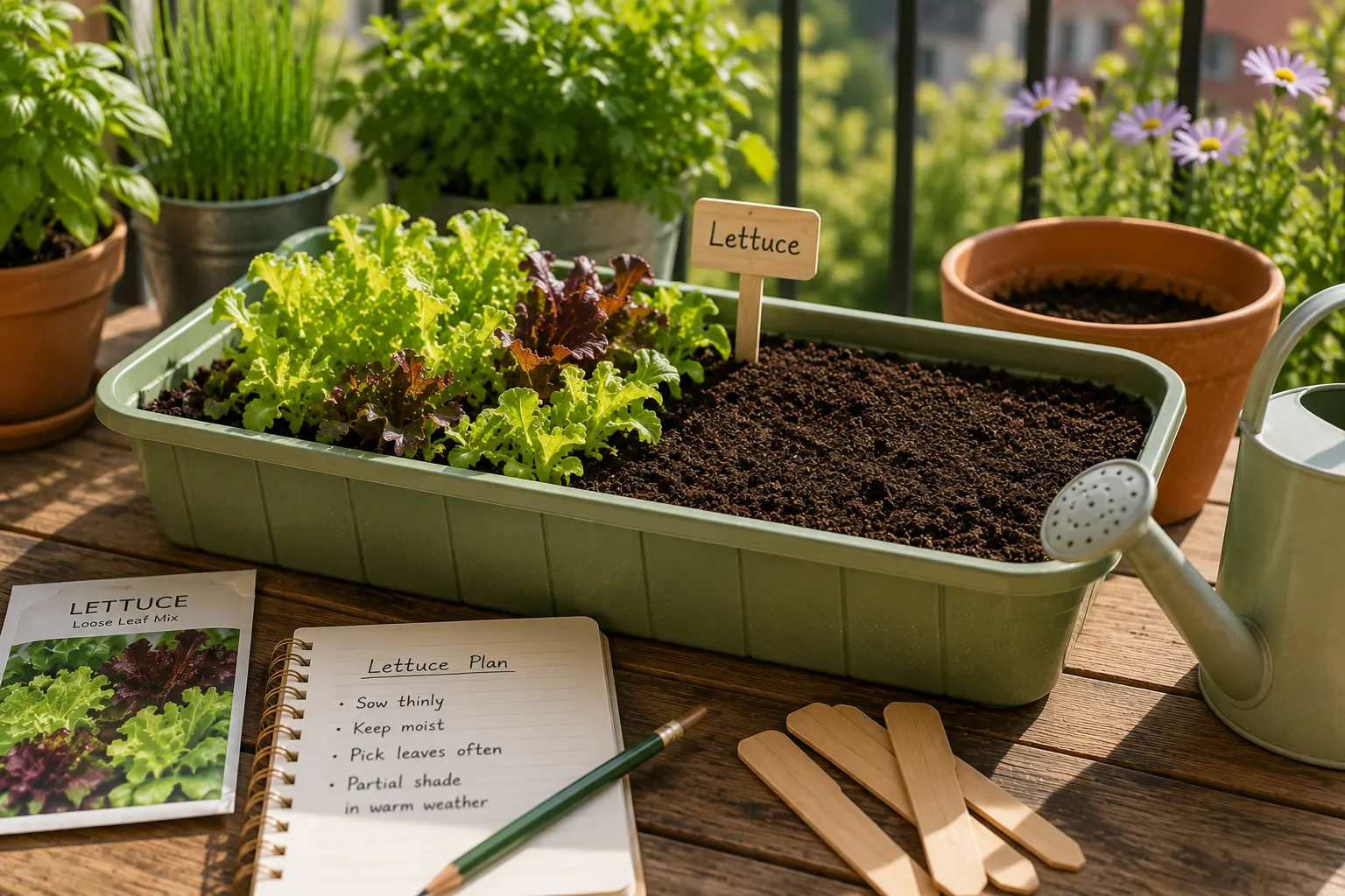 Lettuce container setup before sowing