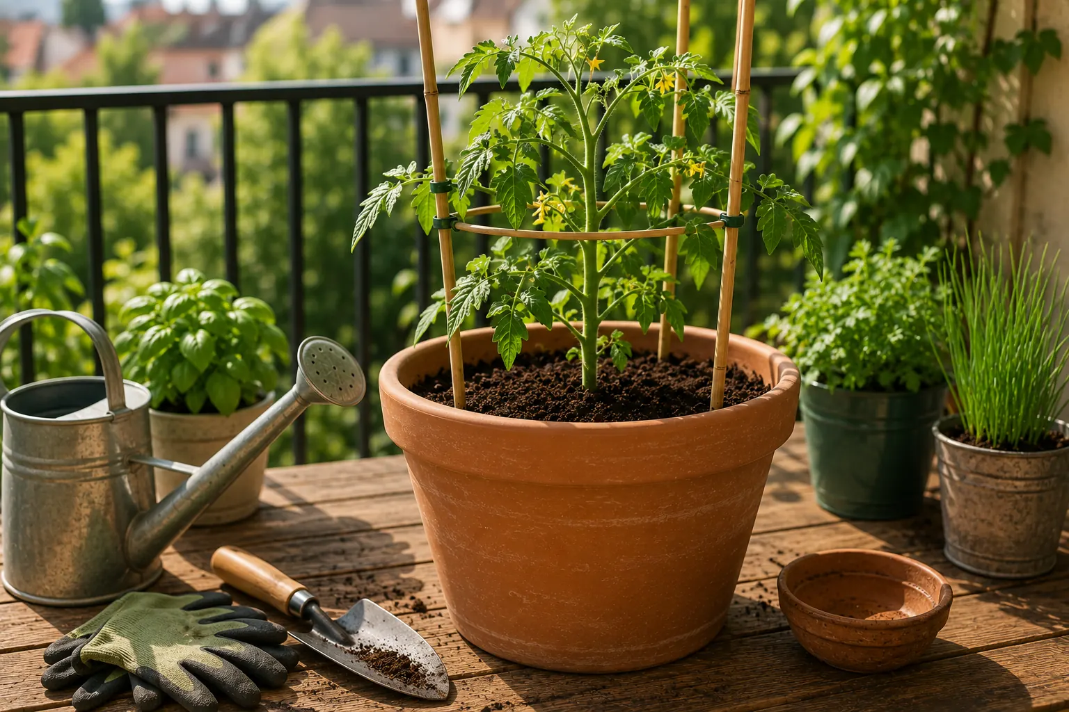 Tomato container size and support setup